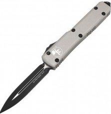 Microtech Ultratech Double Edge Black Blade. titanium grey