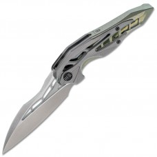 WE Knife Arrakis M390 Wharncliffe Blade, Green/Grey Titanium Handle, 906D