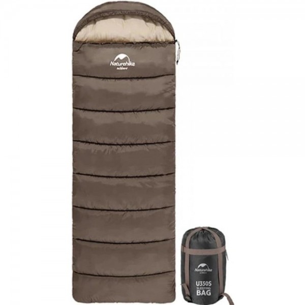 Спальник с капюшоном Naturehike U150 NH20MSD07, (11°C), правый, коричневый