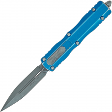 Ніж Microtech Dirac Double Edge Stonewash, distressed blue