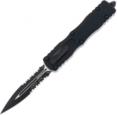 Нож Microtech Dirac Double Edge Black Blade DS Tactical, полусеррейтор