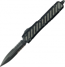 Ніж Microtech Makora Double Edge Black Blade Signature Series, Напівсеррейтор