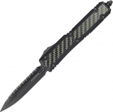 Нож Microtech Makora Double Edge Black Blade CF Signature Series, Серрейтор