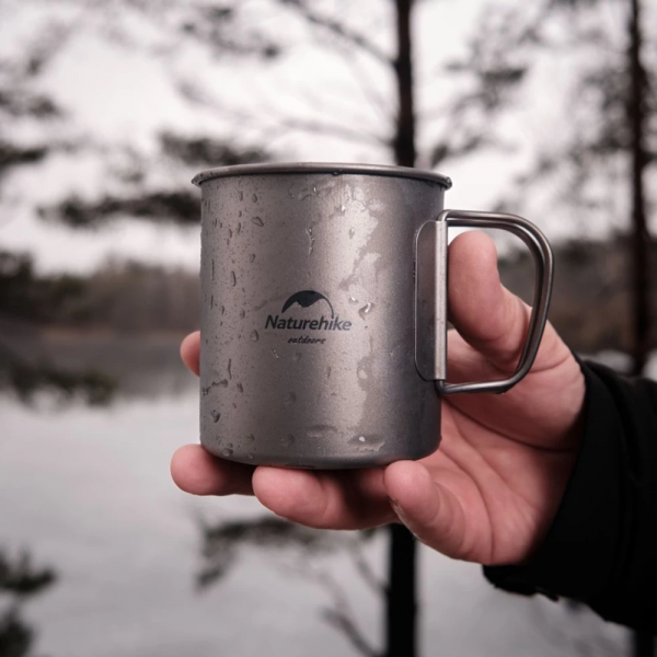 Кружка Naturehike NH20CJ005 з ручкою, Титанова, 450 мл