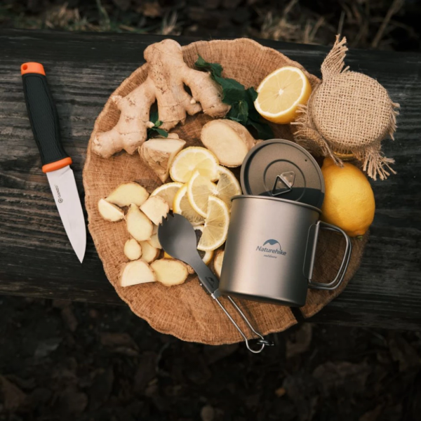 Кружка Naturehike NH20CJ005 з ручкою, Титанова, 450 мл