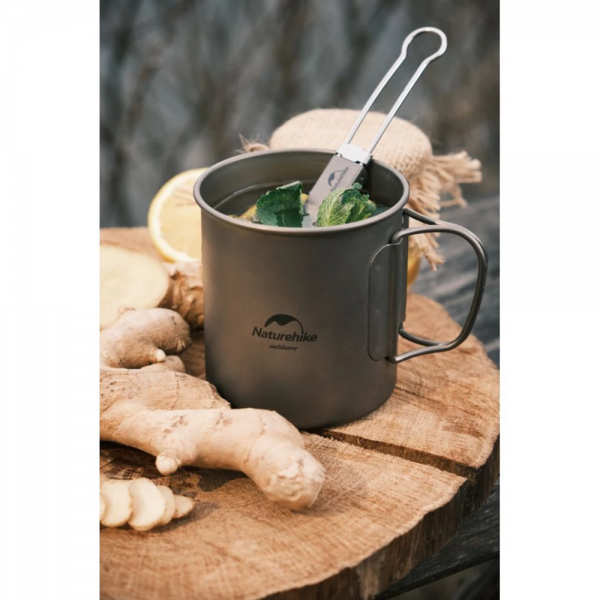 Кружка Naturehike NH20CJ005 з ручкою, Титанова, 450 мл