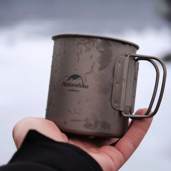Кружка Naturehike NH20CJ005 з ручкою, Титанова, 450 мл