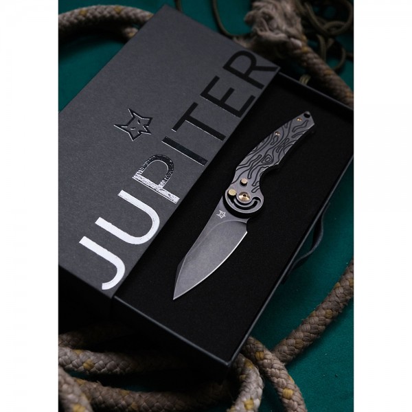 Нож Fox Jupiter Black Blade Titanium, PVD Stone Washed Black