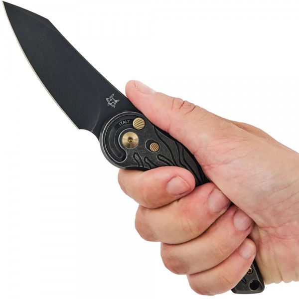 Нож Fox Jupiter Black Blade Titanium, PVD Stone Washed Black