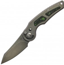 Ніж Fox Jupiter Black Blade Titanium, Bead blasted Titanium + Jungle Wear carbon fiber Gray/Green