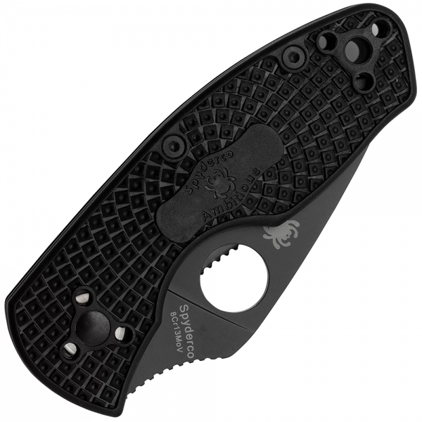 Нож Spyderco Ambitious Lightweight Black Blade, 8Cr13MoV, FRN Black