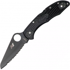 Нож Spyderco Salt 2 Black Blade, серрейтор, H-1, FRN Black