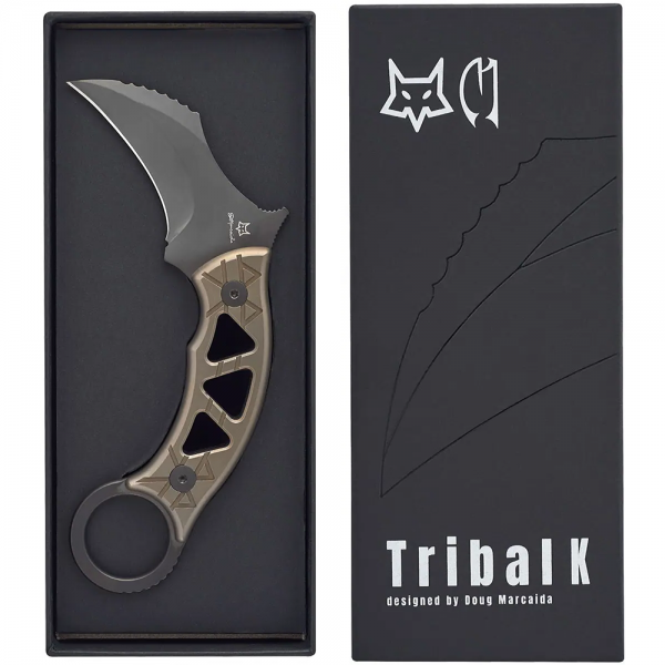 Нож Fox Tribal K Black Blade Titanium Bronze