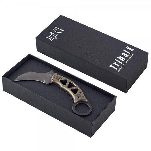 Нож Fox Tribal K Black Blade Titanium Bronze