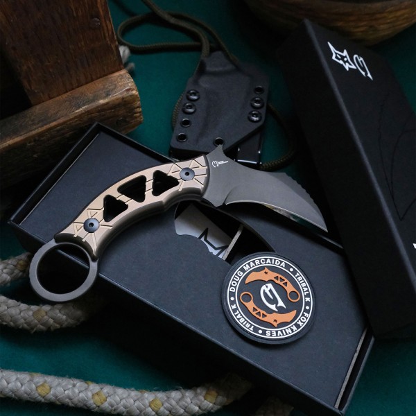 Нож Fox Tribal K Black Blade Titanium Bronze