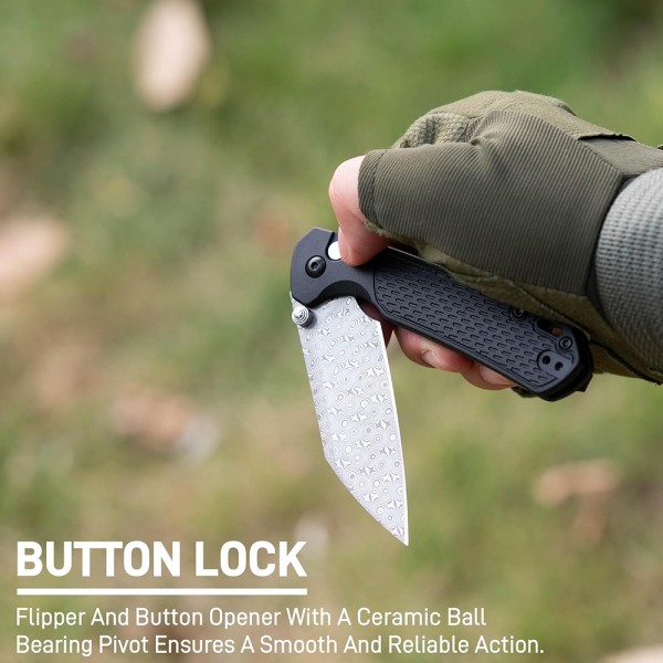 Нож CJRB Pyrite-Light, Damascus, FRN Black
