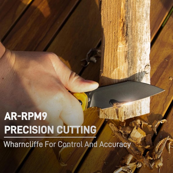 Нож CJRB Pyrite-Light, Black Blade, AR-RPM9, FRN Yellow