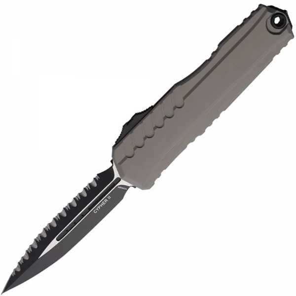 Нож Microtech Cypher II D/E Black Natural Clear, серрейтор