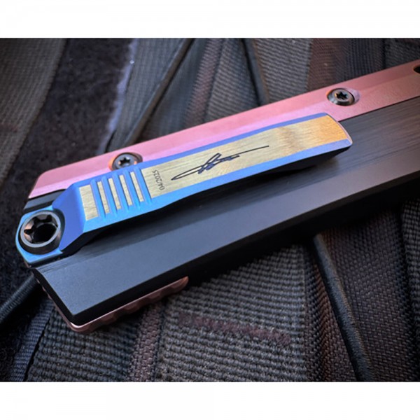 Нож Microtech Marfione Select Glykon - Bayonet Blued Baker Forge Coppermai Damascus Hefted Alloy w/Rose Gold PVD Blue