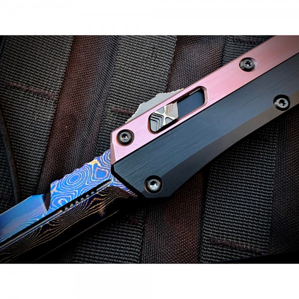 Нож Microtech Marfione Select Glykon - Bayonet Blued Baker Forge Coppermai Damascus Hefted Alloy w/Rose Gold PVD Blue
