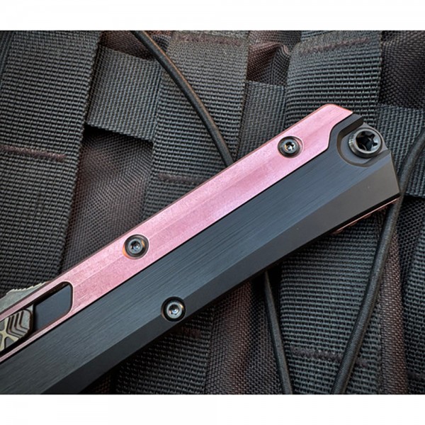 Нож Microtech Marfione Select Glykon - Bayonet Blued Baker Forge Coppermai Damascus Hefted Alloy w/Rose Gold PVD Blue