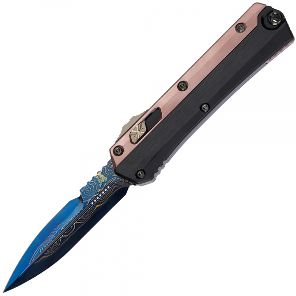 Нож Microtech Marfione Select Glykon - Bayonet Blued Baker Forge Coppermai Damascus Hefted Alloy w/Rose Gold PVD Blue
