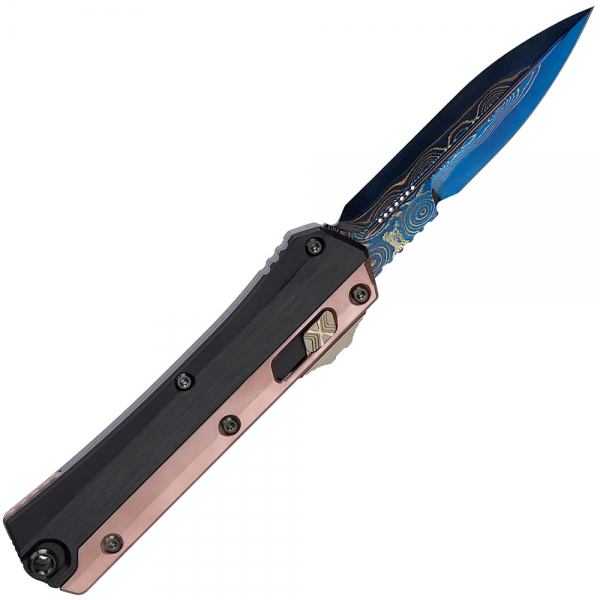 Нож Microtech Marfione Select Glykon - Bayonet Blued Baker Forge Coppermai Damascus Hefted Alloy w/Rose Gold PVD Blue