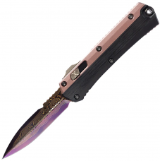 Нож Microtech Marfione Select Glykon - Bayonet Bronze Baker Forge Coppermai Damascus Hefted Alloy w/Rose Gold PVD Purple