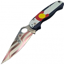 Нож Spyderco Paramilitary 2, Sprint Run, America & Colorado Flag, C81GPCOFL2
