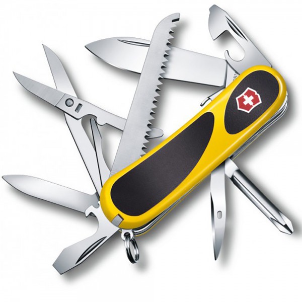 Нож Victorinox Delemont, EvoGrip S18, 85 мм, Желтый/Черный 2.4913.SC8