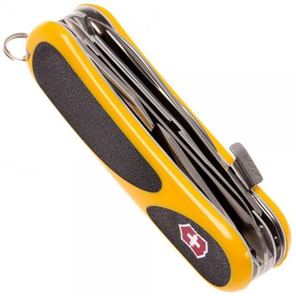 Нож Victorinox Delemont, EvoGrip S18, 85 мм, Желтый/Черный 2.4913.SC8