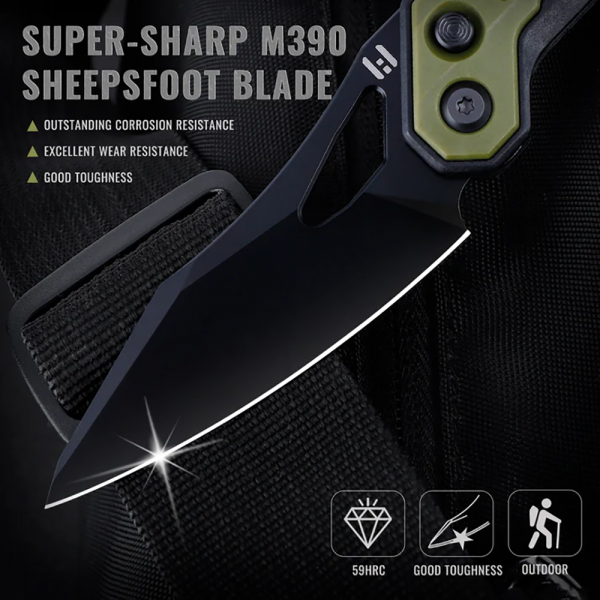Нож Hightron Spectron, M390, GFN Green, Black blade HK04GRN