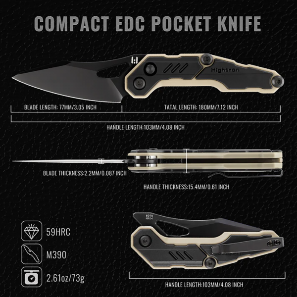 Нож Hightron Spectron, M390, GFN Black, Black blade HK04BLK