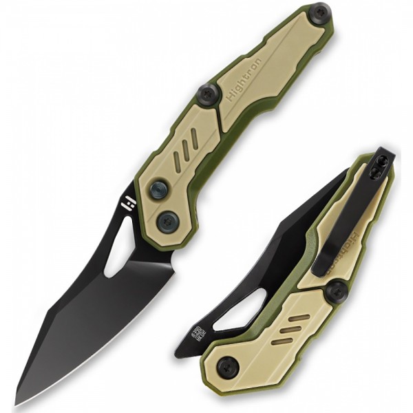 Нож Hightron Spectron, M390, GFN Khaki, Black blade HK04KHK