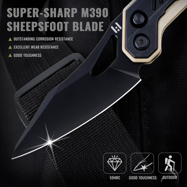 Нож Hightron Spectron, M390, GFN Khaki, Black blade HK04KHK