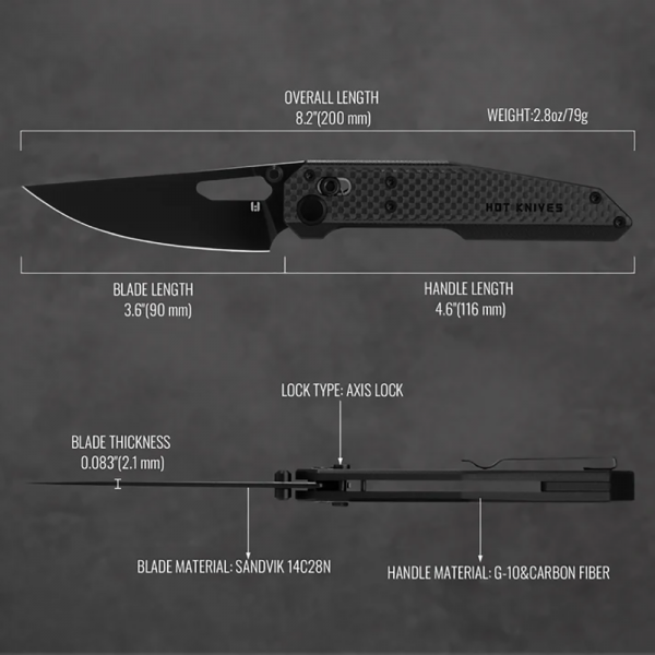 Нож Hightron Sharplyn, 14C28N, G10 + CF, HK01BLK