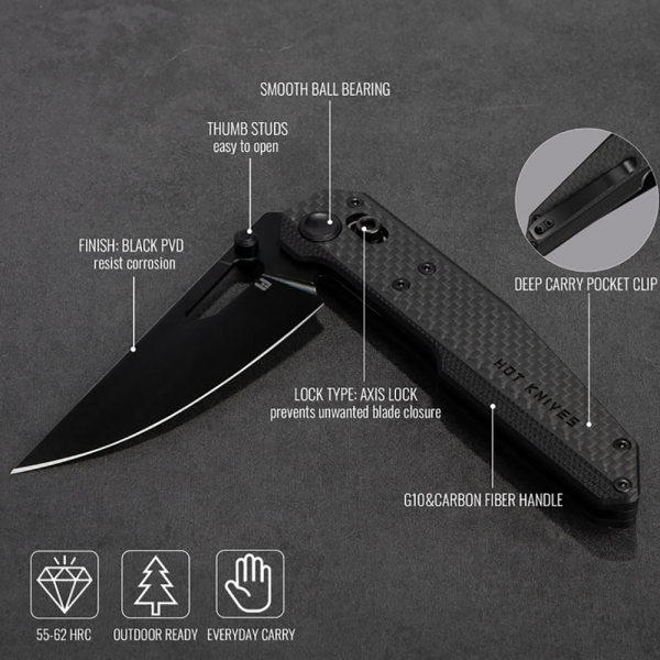 Нож Hightron Sharplyn, 14C28N, G10 + CF, HK01BLK