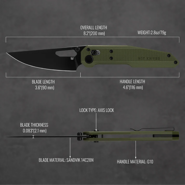 Нож Hightron Sharplyn, 14C28N, G10 HK01GRN