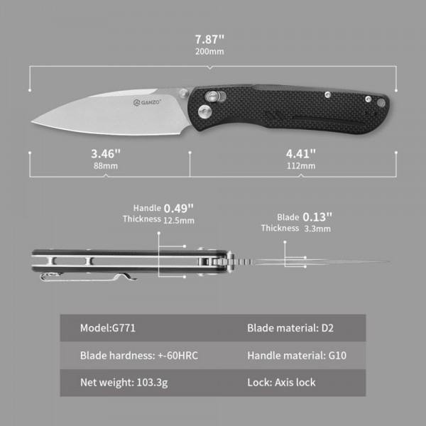 Нож Ganzo G771-BK Черный