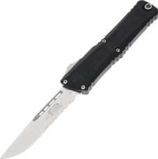 Нож Microtech Combat Troodon Gen III OTF, stonewash. полусеррейтор, черный