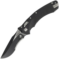 Нож Microtech Amphibian Black Blade PS, полусеррейтор, Black