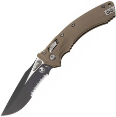 Нож Microtech Amphibian Ram-Lok Black P/S G-10 полусеррейтор, Tan