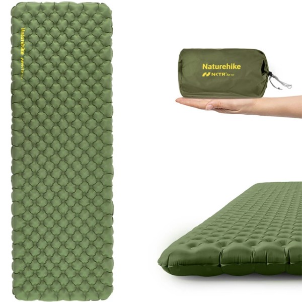 Матрас надувной сверхлегкий одноместный Naturehike CNK2450WS014, прямоугольный зеленый