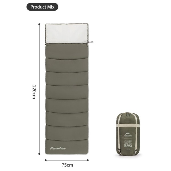 Спальник с капюшоном Naturehike LD350 CNK2300SD016, темно-зеленый