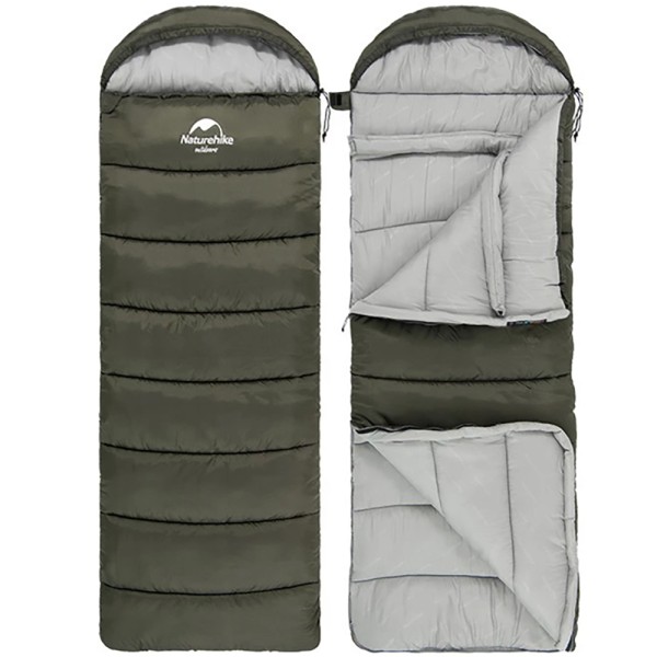 Спальник с капюшоном Naturehike U250S NH20MSD07, (0°C), левый, темно-зеленый