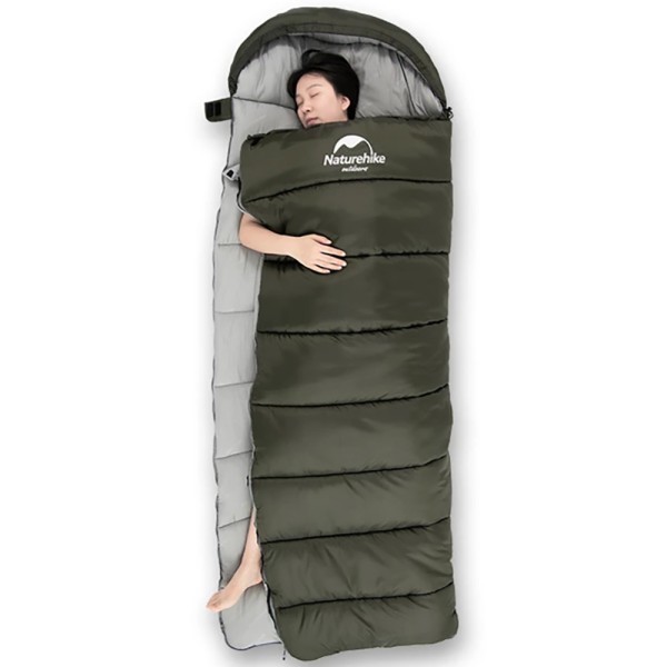 Спальник с капюшоном Naturehike U250S NH20MSD07, (0°C), левый, темно-зеленый