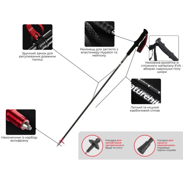 Трекинговая палка Naturehike ST10 NH19S010-T, 120 см, голубая