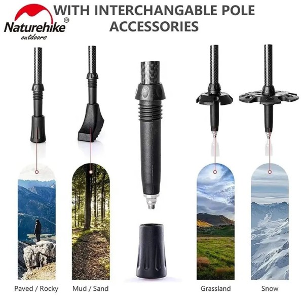 Трекинговые палки Naturehike NH20DS003, 135 см, черный/красный, 2 шт