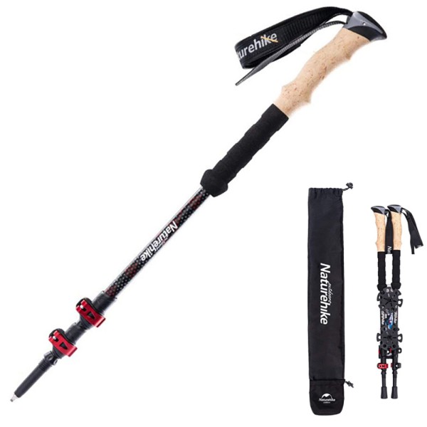 Трекинговfz палкf Naturehike NH20DS003, 135 см, черный/красный
