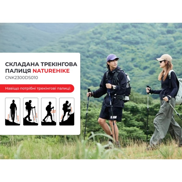 Трекинговая палка Naturehike CNK2300DS010, 135 см, голубая